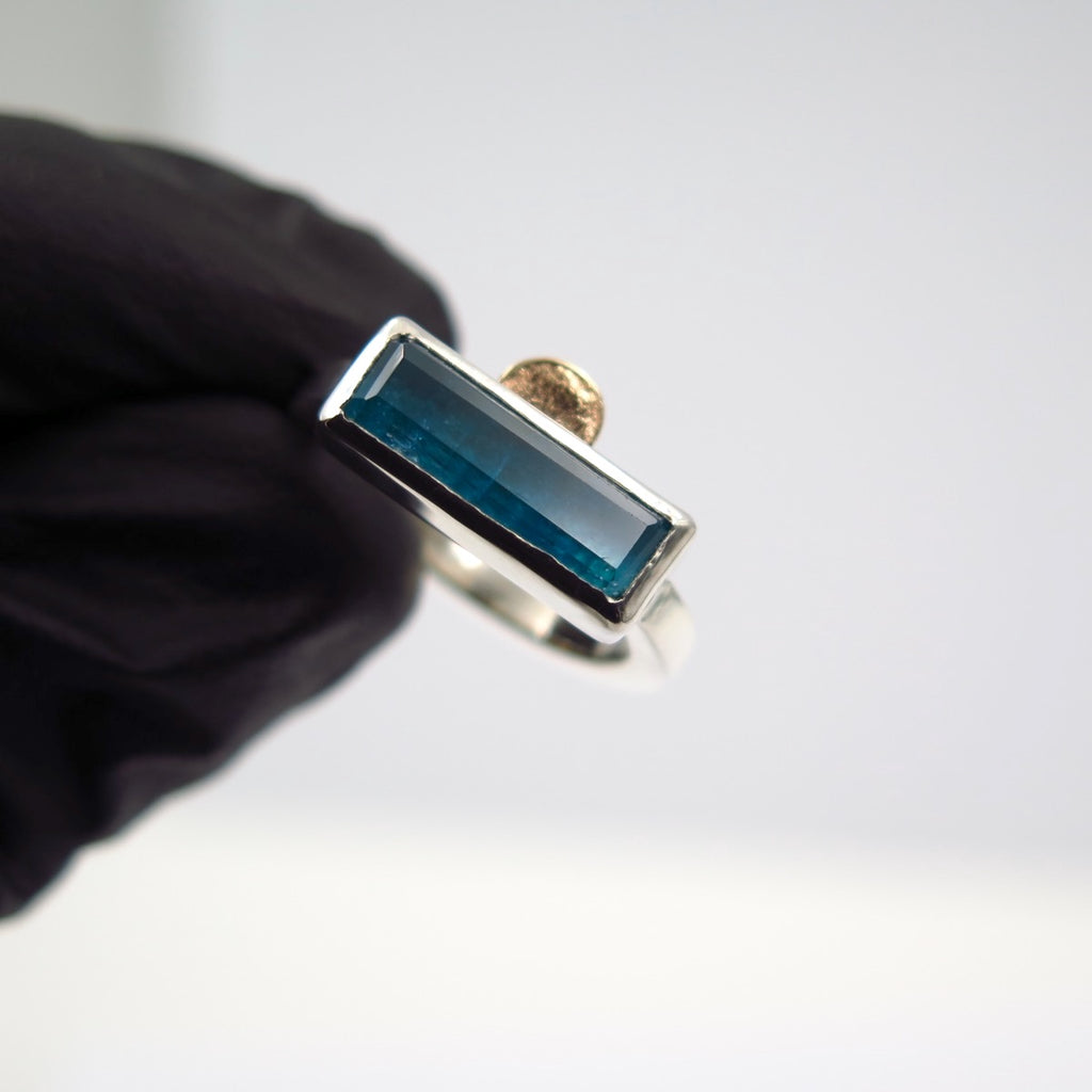 Sunset Signet in Silver, 14K Gold and Apatite - Alkisti Jewelry