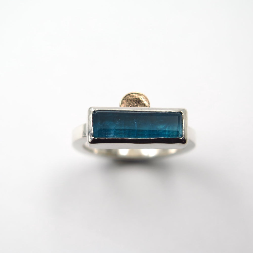 Sunset Signet in Silver, 14K Gold and Apatite - Alkisti Jewelry