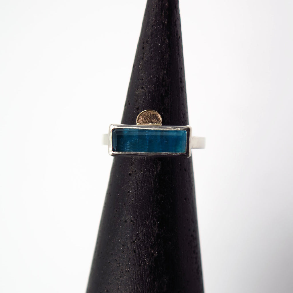 Sunset Signet in Silver, 14K Gold and Apatite - Alkisti Jewelry