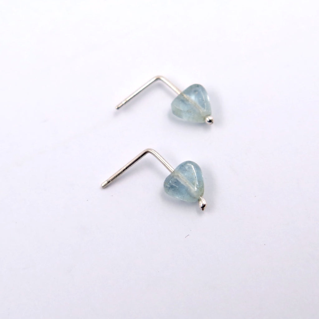 Arrow Studs in Aquamarine & Silver/14K Gold - Alkisti Jewelry