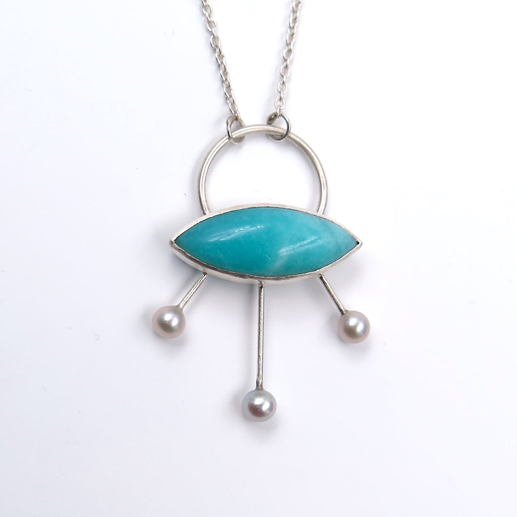 Soleye Necklace in Pearls & Amazonite - Alkisti Jewelry