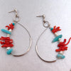 Coral Arc Earrings with Amazonite & Pearls - Alkisti Jewelry
