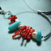 Coral Arc Earrings with Amazonite & Pearls - Alkisti Jewelry