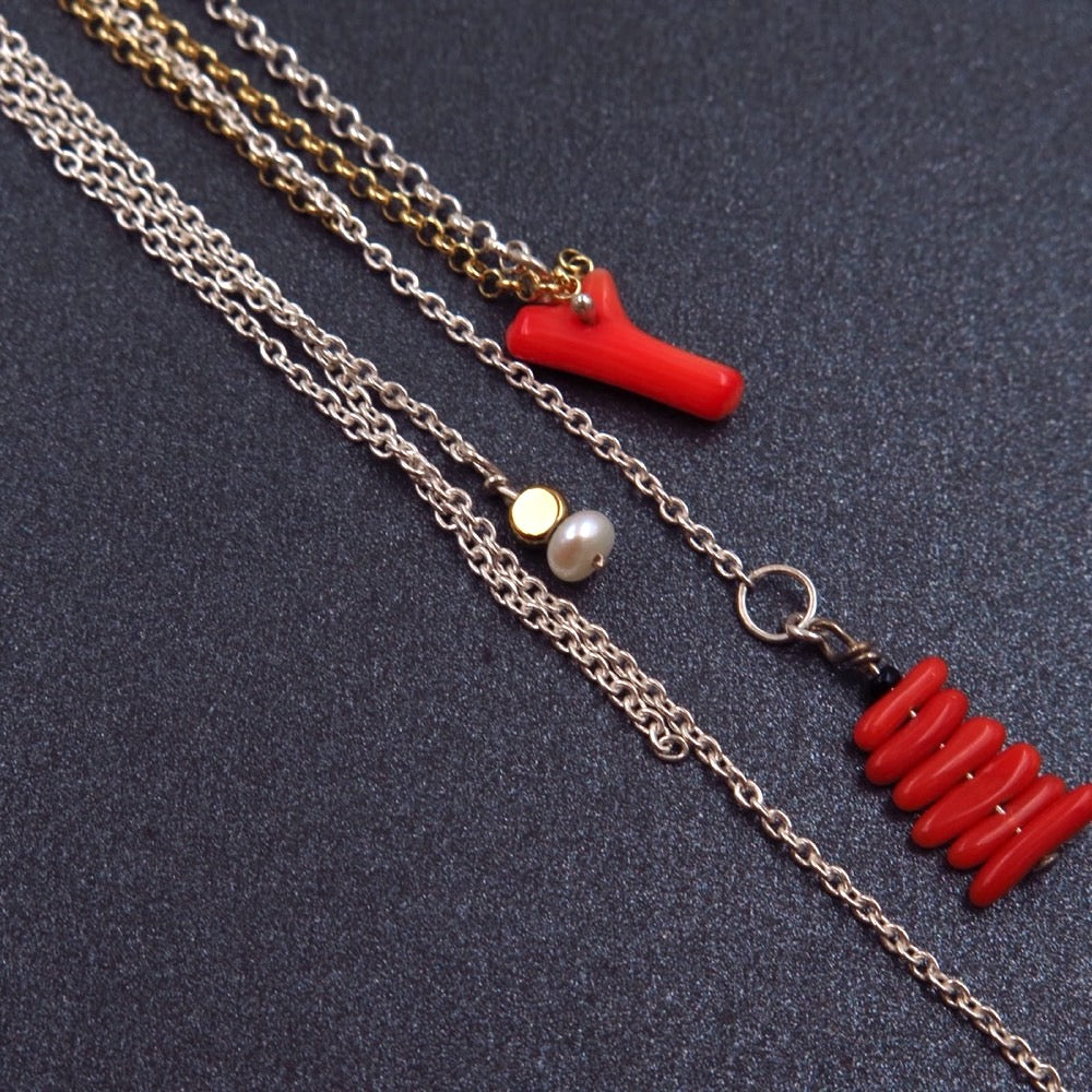 Mermaid back Earring in Coral - Alkisti Jewelry