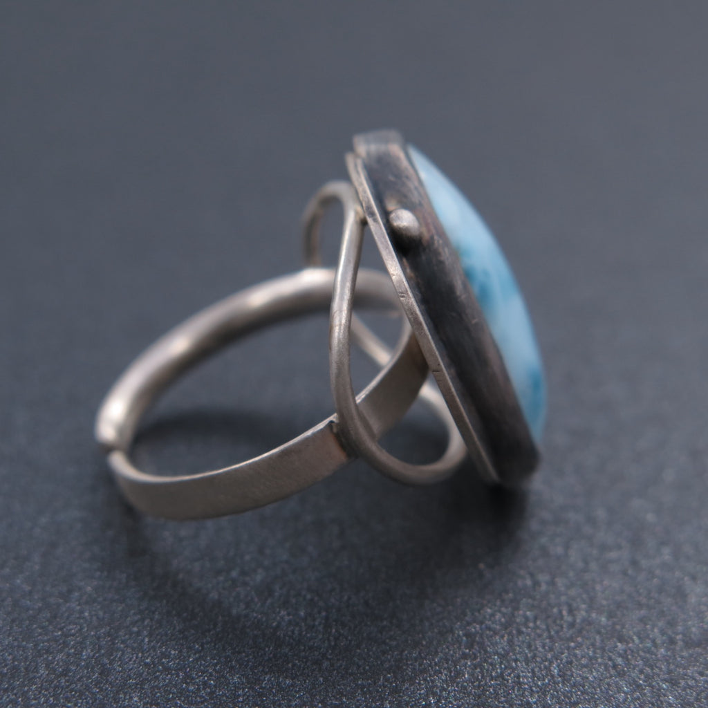 Planet Uranos Ring in Larimar - Alkisti Jewelry