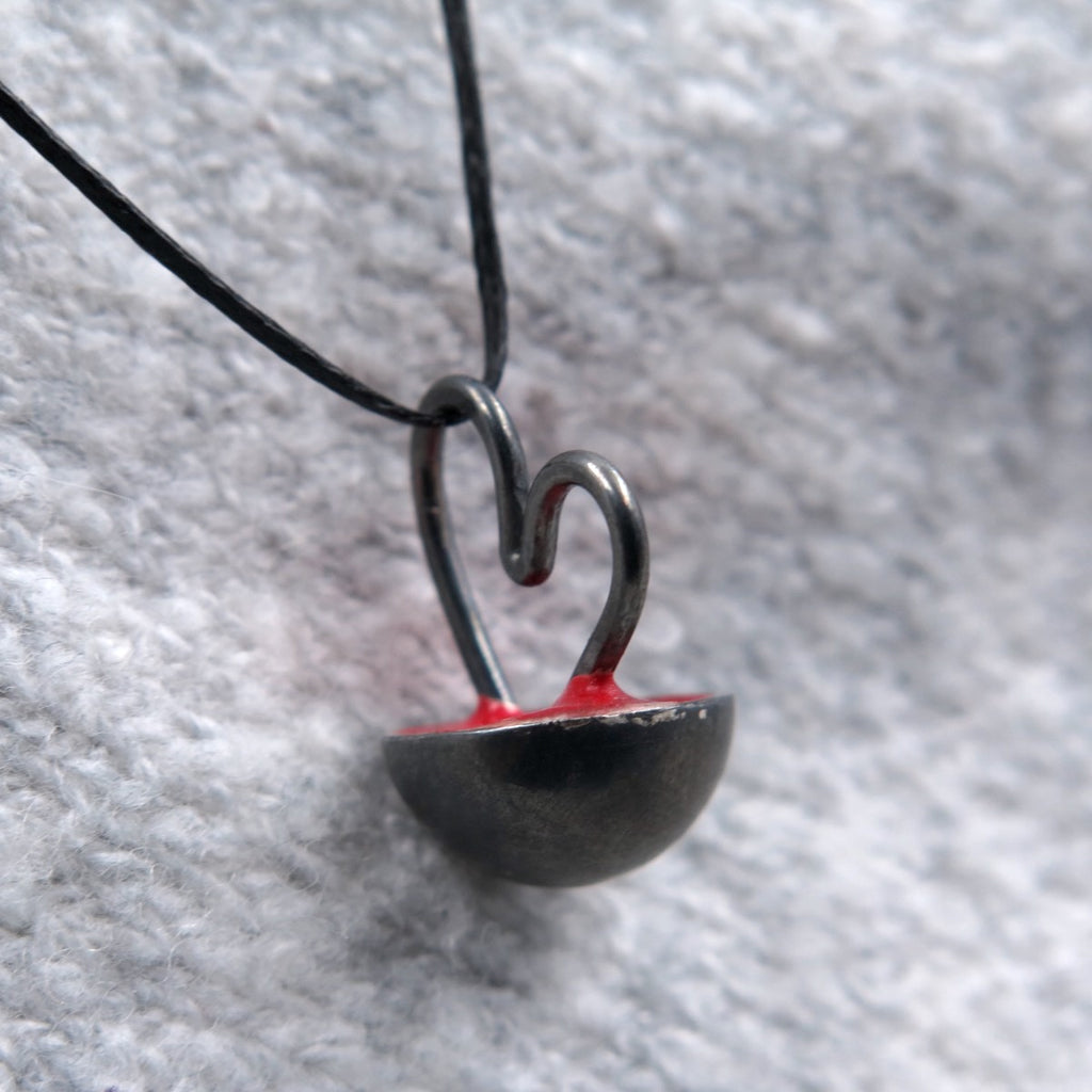 Bloody Heart Charm in Silver & Red Resin - Alkisti Jewelry