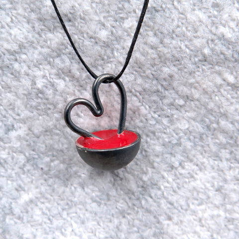 Bloody Heart Charm in Silver & Red Resin - Alkisti Jewelry
