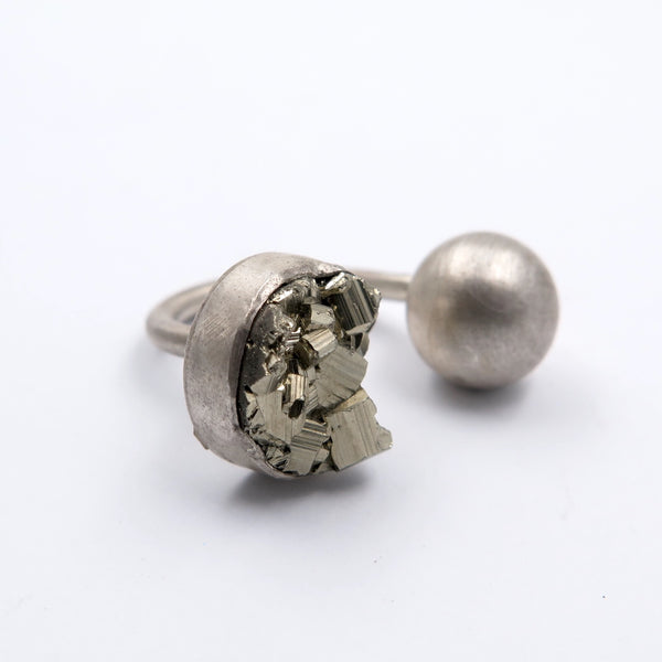 Ball Ring in Pyrite - Alkisti Jewelry