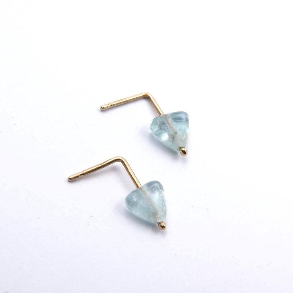 Arrow Studs in Aquamarine & Silver/14K Gold - Alkisti Jewelry