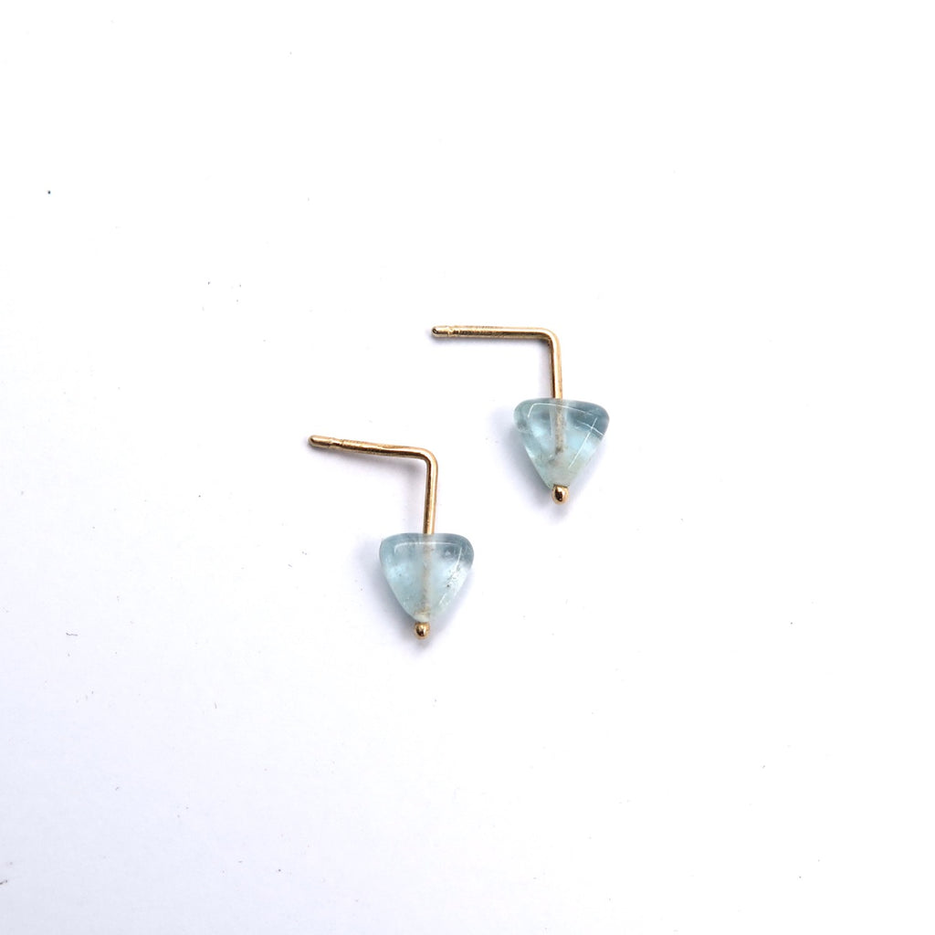 Arrow Studs in Aquamarine & Silver/14K Gold - Alkisti Jewelry
