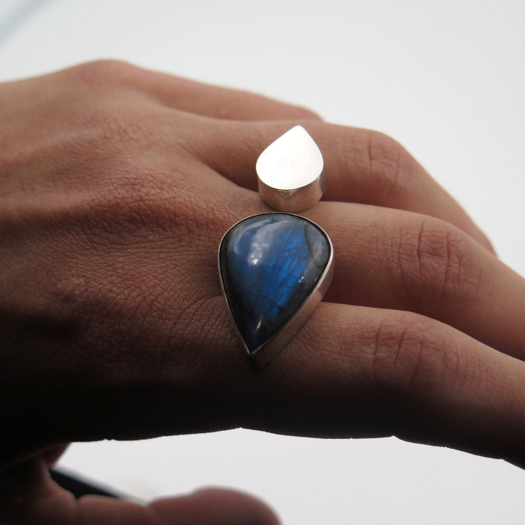 Open Drops Ring in Labradorite - Alkisti Jewelry
