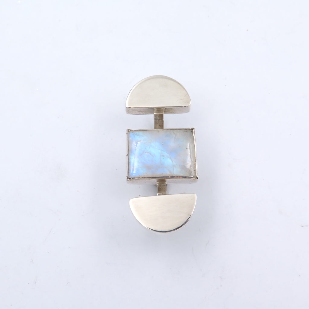Shield Double Ring in Moonstone - Alkisti Jewelry