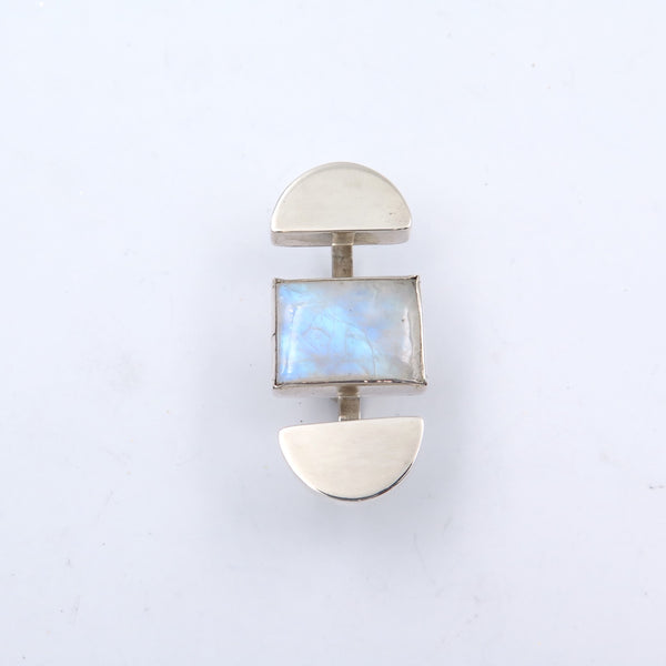 Shield Double Ring in Moonstone - Alkisti Jewelry