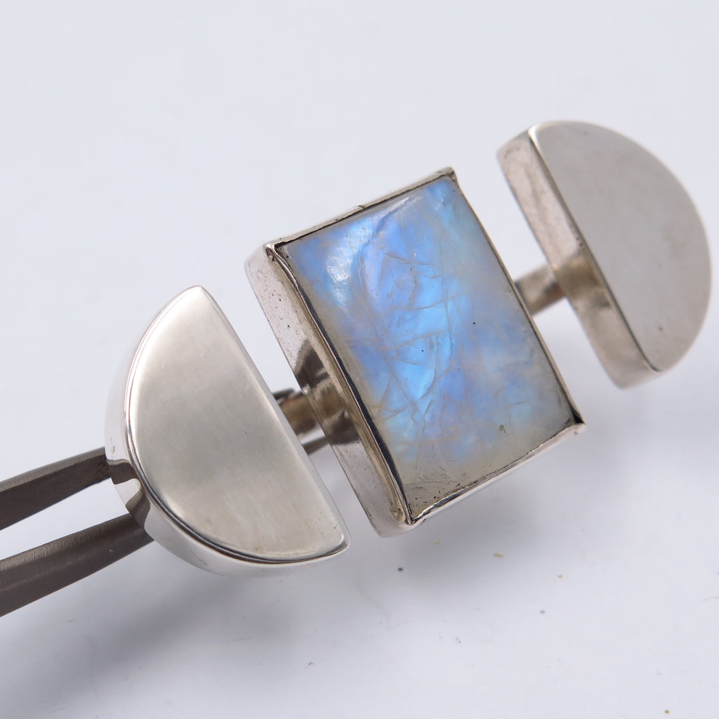 Shield Double Ring in Moonstone - Alkisti Jewelry