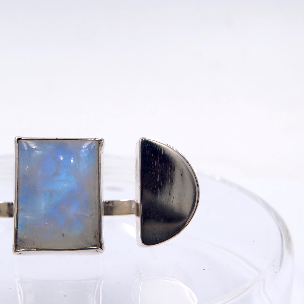 Shield Double Ring in Moonstone - Alkisti Jewelry