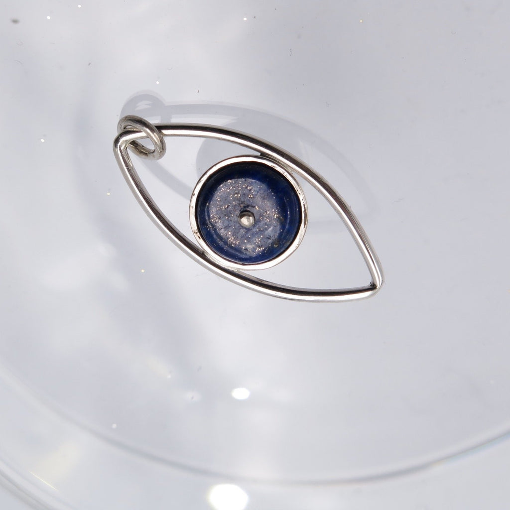 Space Eye Necklace in Silver & Lapis Lazuli - Alkisti Jewelry