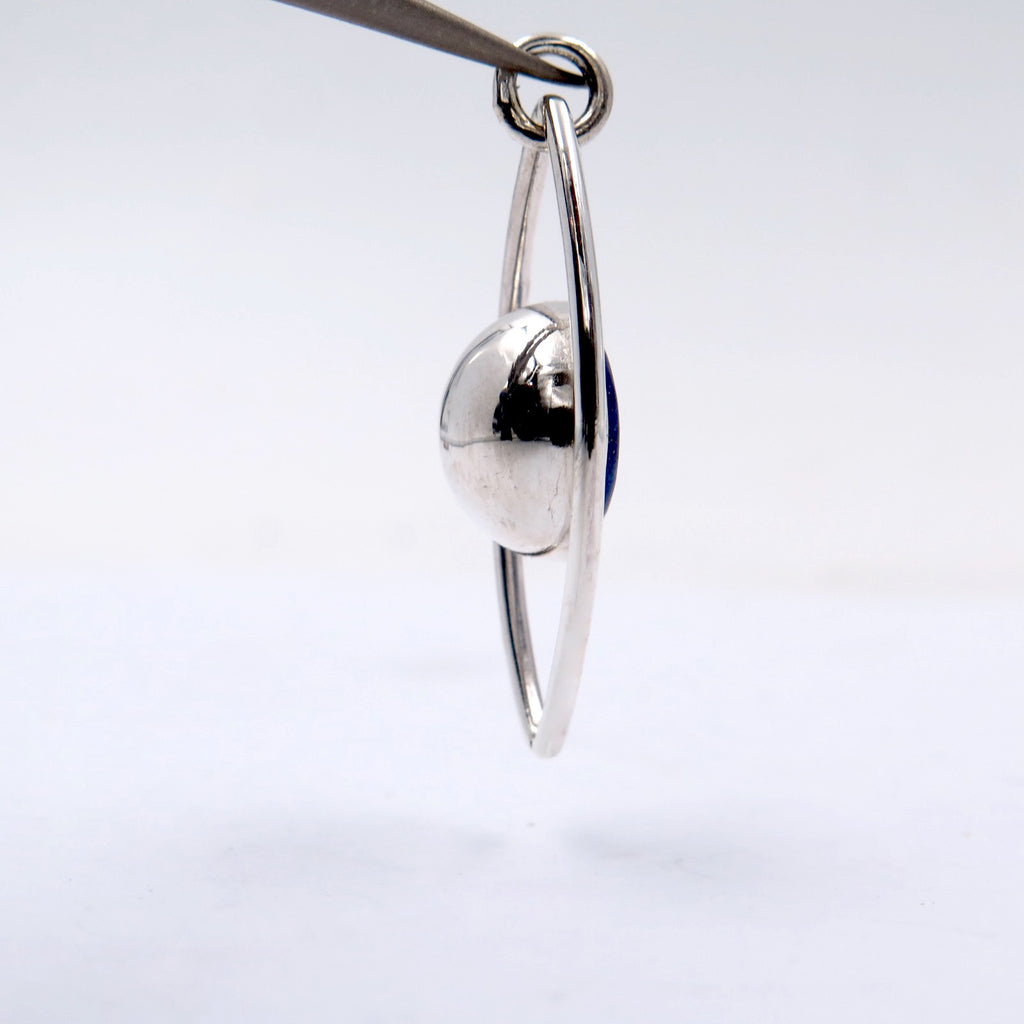 Space Eye Necklace in Silver & Lapis Lazuli - Alkisti Jewelry