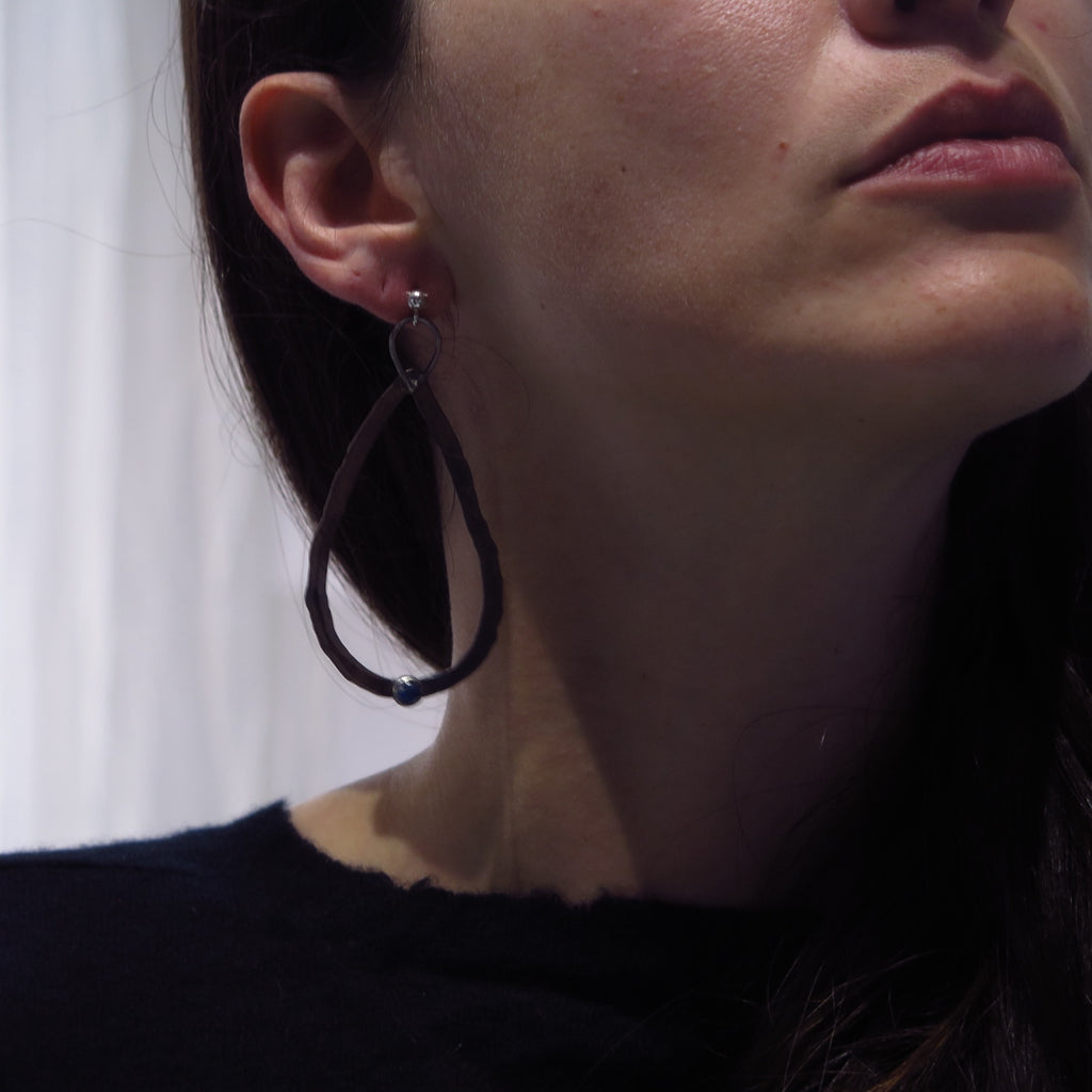 Dramatic Dangle Earrings in Copper & Moonstone - Alkisti Jewelry