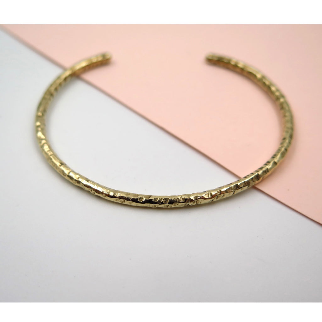 Hammered Simple Bangle in Bronze/Copper/Silver - Alkisti Jewelry