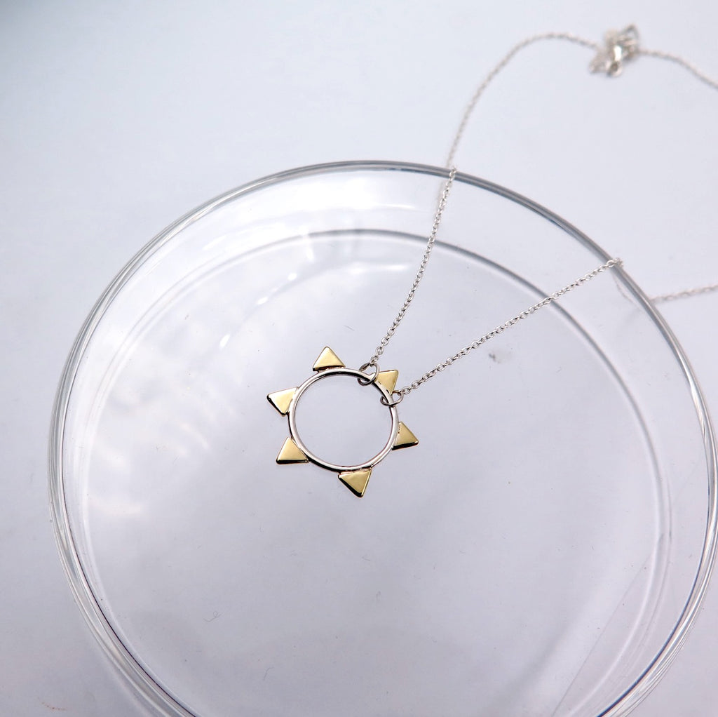 Golden Sun Necklace in Bronze/Silver/14K Gold - Alkisti Jewelry