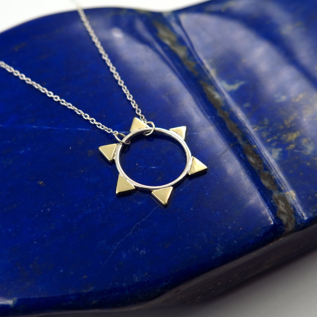 Golden Sun Necklace in Bronze/Silver/14K Gold - Alkisti Jewelry
