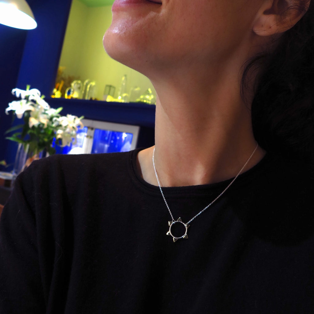 Golden Sun Necklace in Bronze/Silver/14K Gold - Alkisti Jewelry