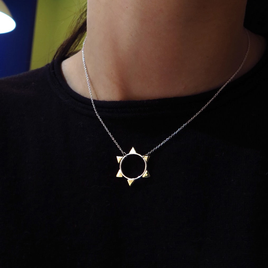 Golden Sun Necklace in Bronze/Silver/14K Gold - Alkisti Jewelry