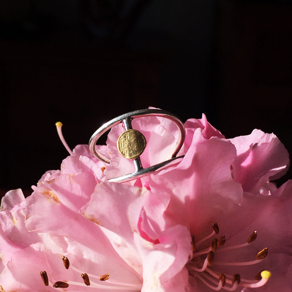 Evil Eye Fine Ring in Silver & 14K Gold - Alkisti Jewelry