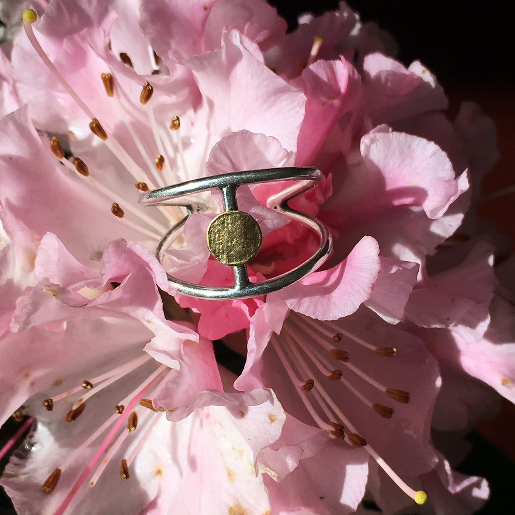 Evil Eye Fine Ring in Silver & 14K Gold - Alkisti Jewelry