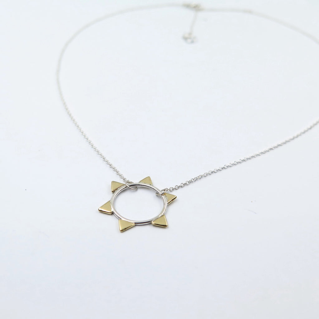 Golden Sun Necklace in Bronze/Silver/14K Gold - Alkisti Jewelry