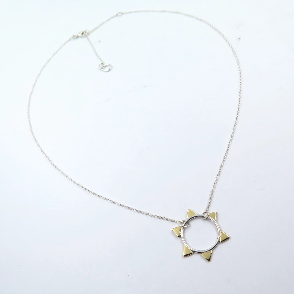 Golden Sun Necklace in Bronze/Silver/14K Gold - Alkisti Jewelry