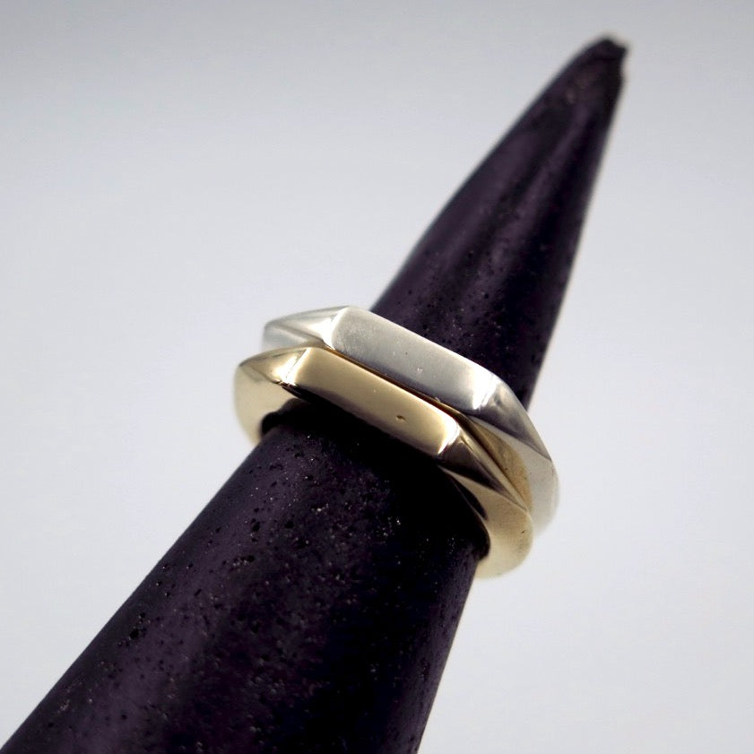 Polyslim Signet Ring in Bronze/Silver - Alkisti Jewelry