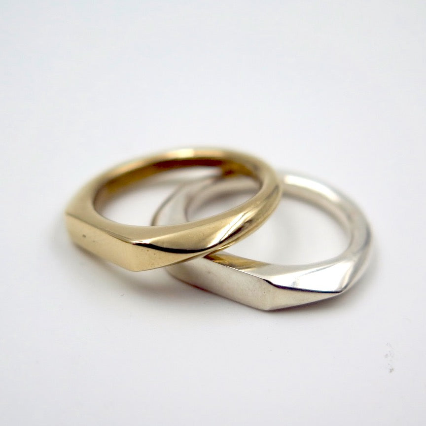 Polyslim Signet Ring in Bronze/Silver - Alkisti Jewelry
