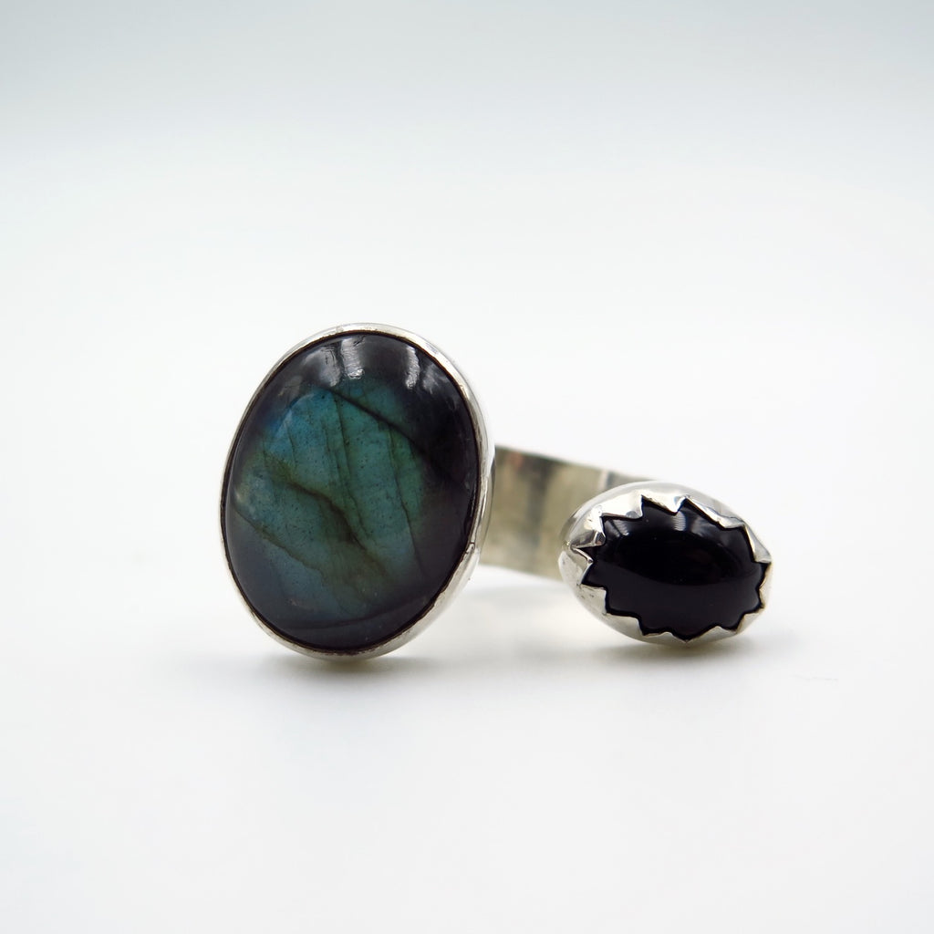 Multi Ring in Onyx & Labradorite - Alkisti Jewelry