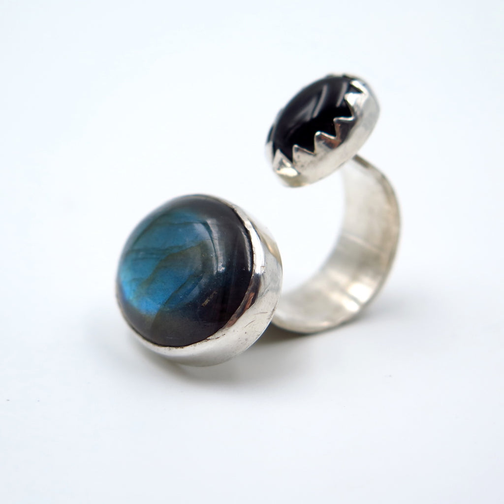 Multi Ring in Onyx & Labradorite - Alkisti Jewelry