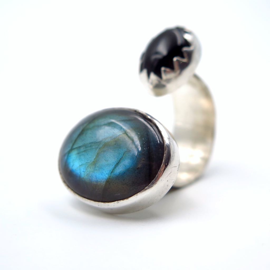 Multi Ring in Onyx & Labradorite - Alkisti Jewelry