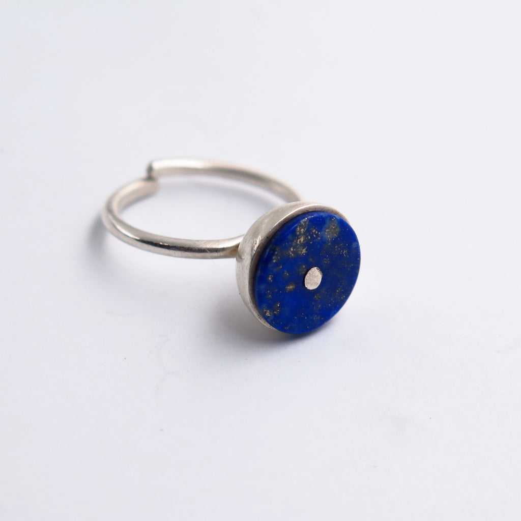 Octopus Eye Ring in Bronze/Silver & Lapis Lazuli - Alkisti Jewelry