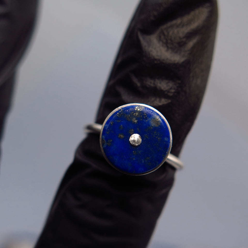 Octopus Eye Ring in Bronze/Silver & Lapis Lazuli - Alkisti Jewelry