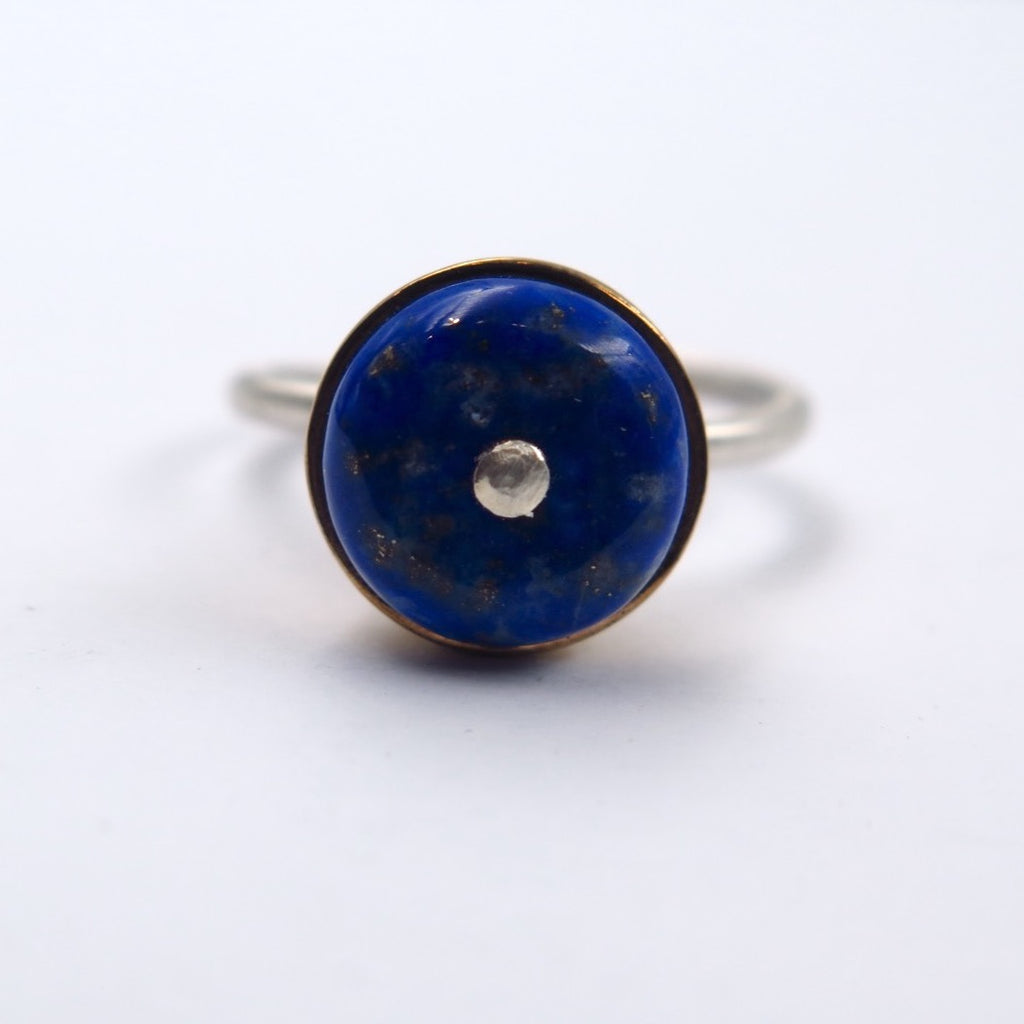 Octopus Eye Ring in Bronze/Silver & Lapis Lazuli - Alkisti Jewelry