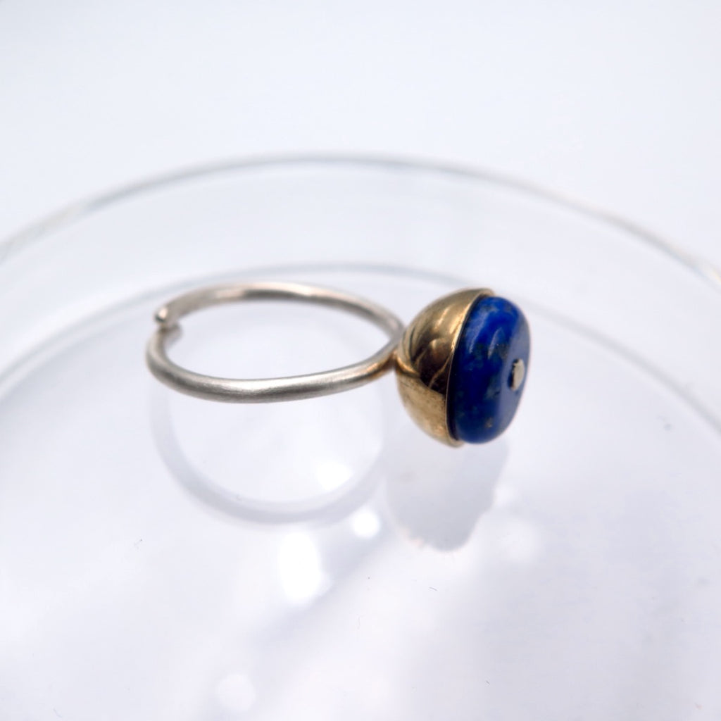 Octopus Eye Ring in Bronze/Silver & Lapis Lazuli - Alkisti Jewelry