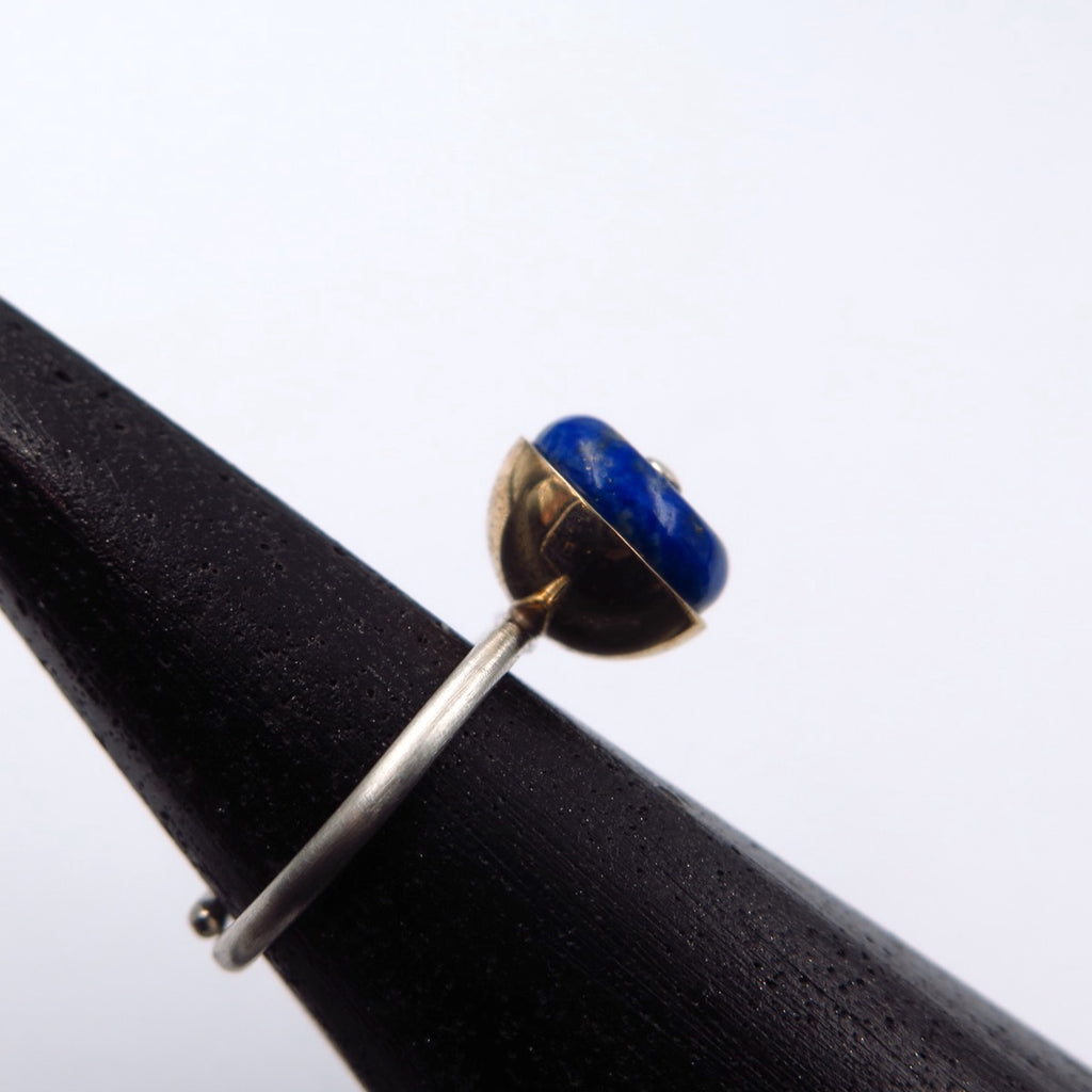 Octopus Eye Ring in Bronze/Silver & Lapis Lazuli - Alkisti Jewelry