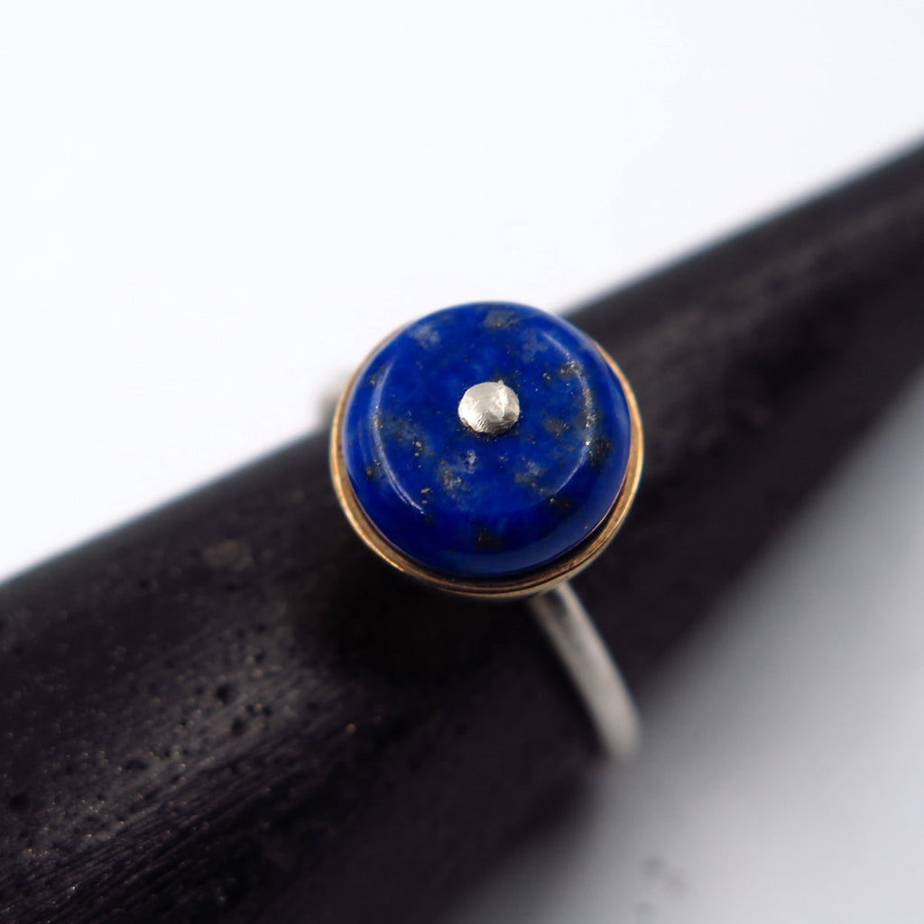 Octopus Eye Ring in Bronze/Silver & Lapis Lazuli - Alkisti Jewelry