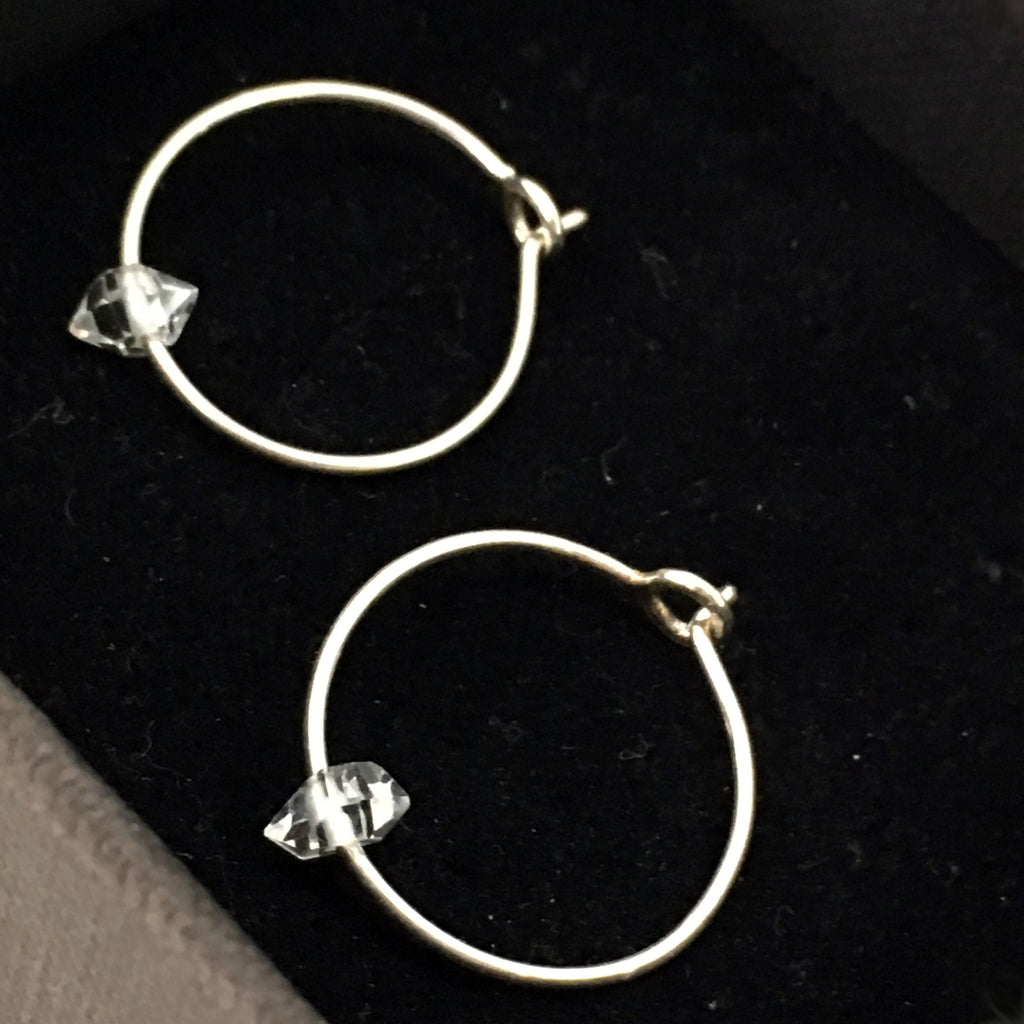 Planitakia Fine Hoops in Herkimer Diamond & 14K Gold - Alkisti Jewelry
