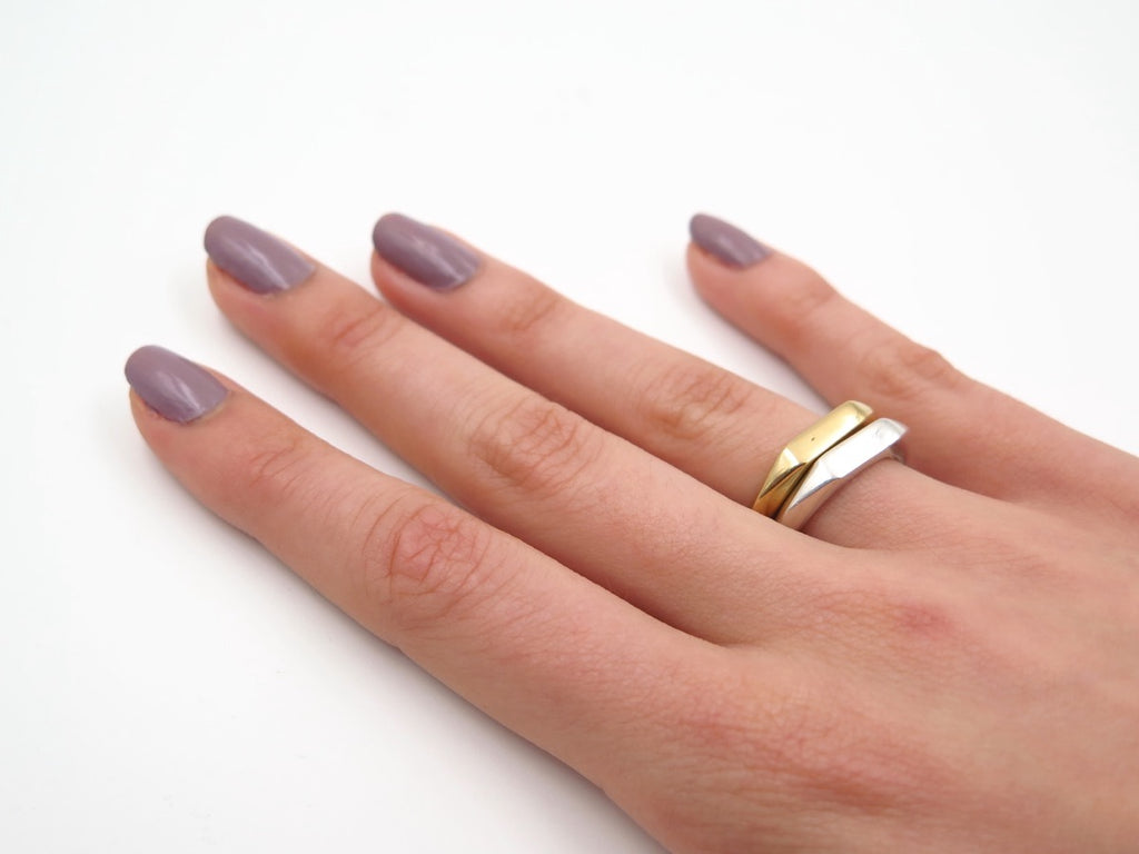 Polyslim Signet Ring in Bronze/Silver - Alkisti Jewelry