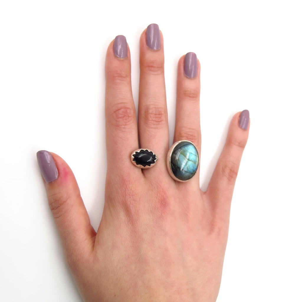 Multi Ring in Onyx & Labradorite - Alkisti Jewelry