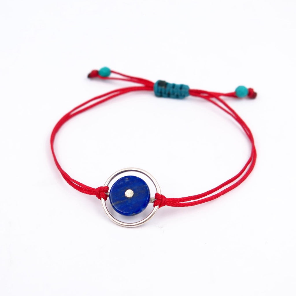 Space Eye Friendship Bracelet in Silver & Lapis - Alkisti Jewelry