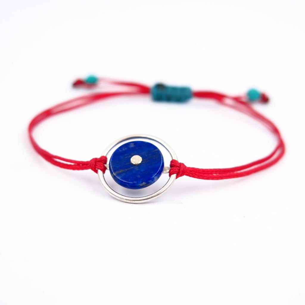 Space Eye Friendship Bracelet in Silver & Lapis - Alkisti Jewelry