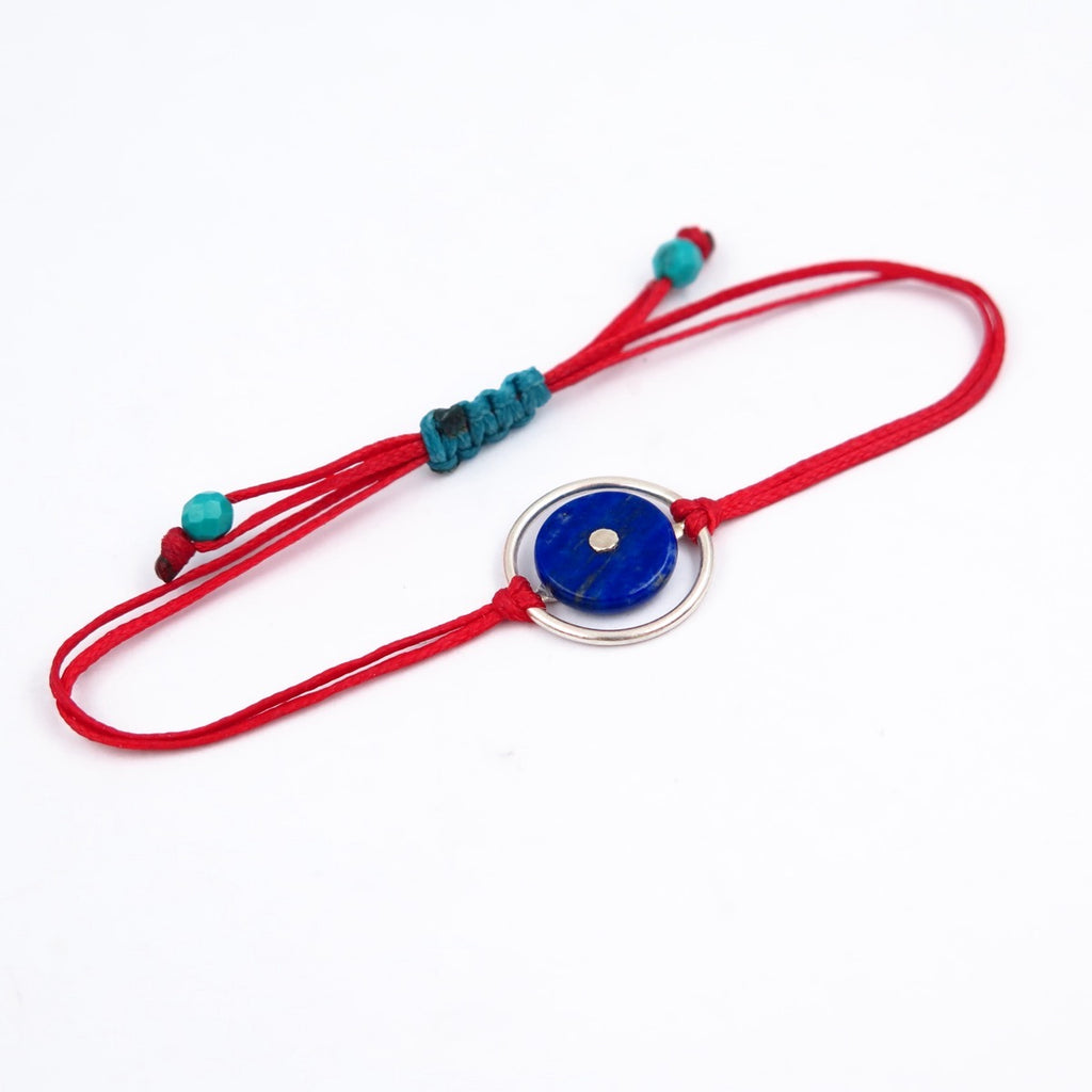 Space Eye Friendship Bracelet in Silver & Lapis - Alkisti Jewelry