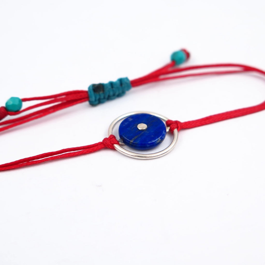 Space Eye Friendship Bracelet in Silver & Lapis - Alkisti Jewelry