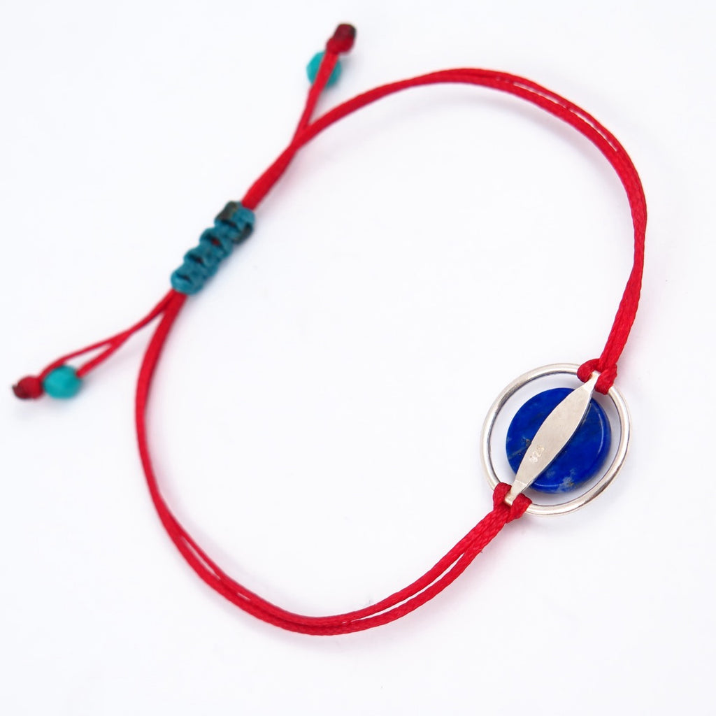 Space Eye Friendship Bracelet in Silver & Lapis - Alkisti Jewelry